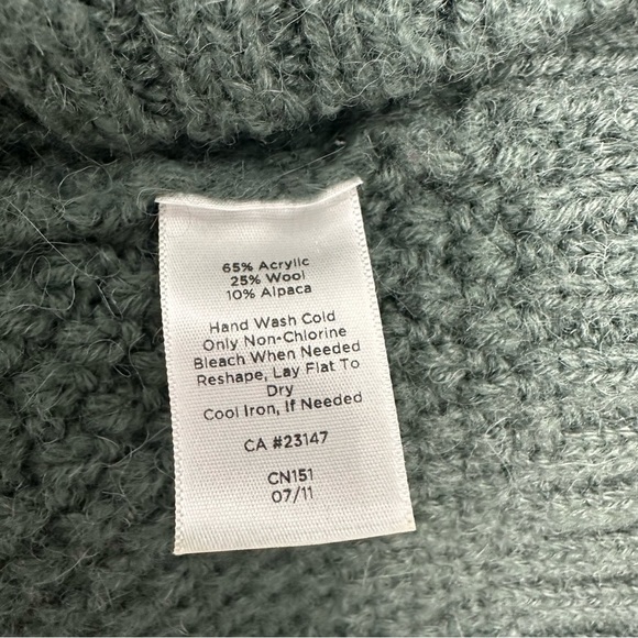 Talbots Sweater Chunky Green Turtleneck Wool Alpaca Knit Fall Size Medium Petite - Picture 7 of 7